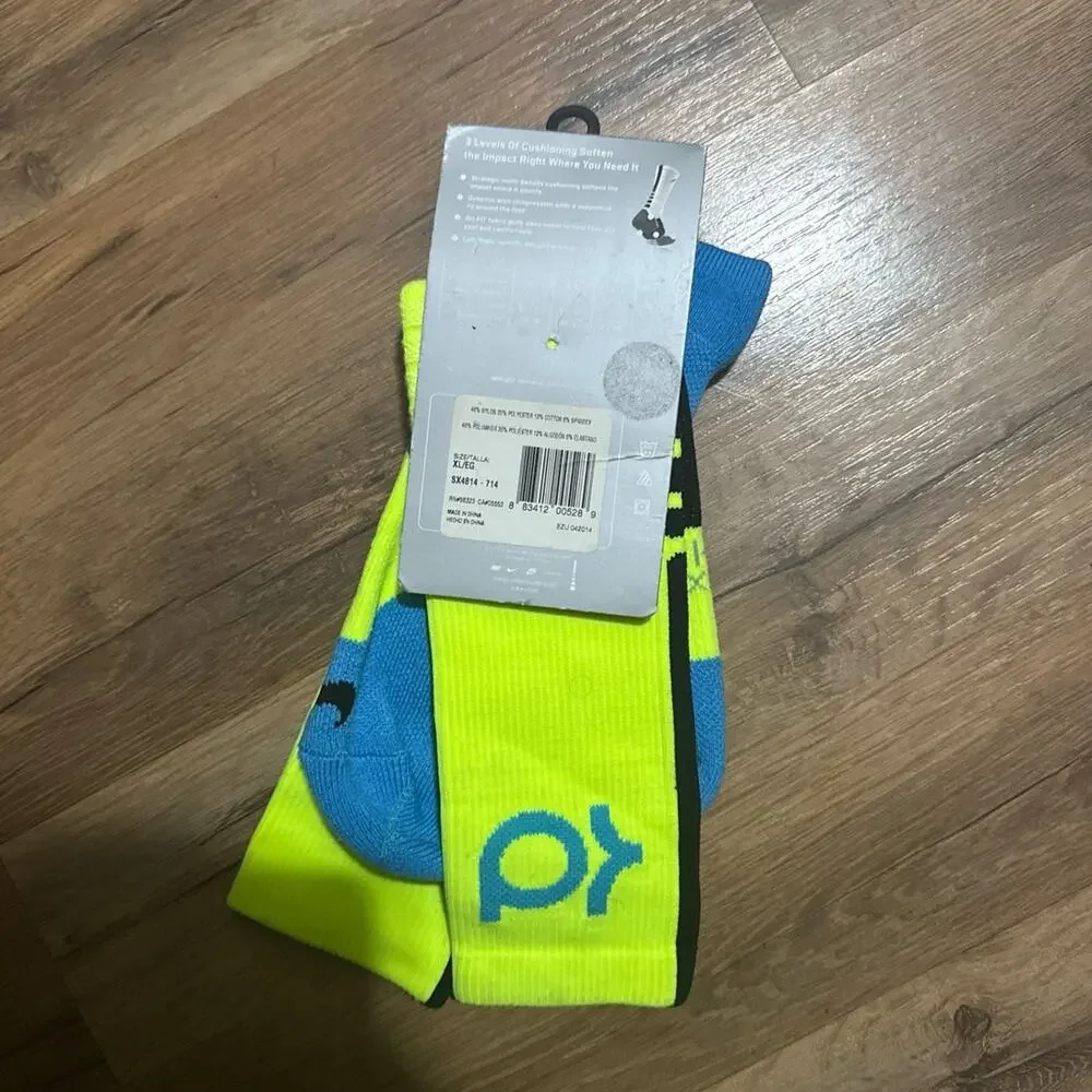 2013 Nike KD Hyper Elite Cushioned Basketball Dri-Fit Volt Blue Crew Socks